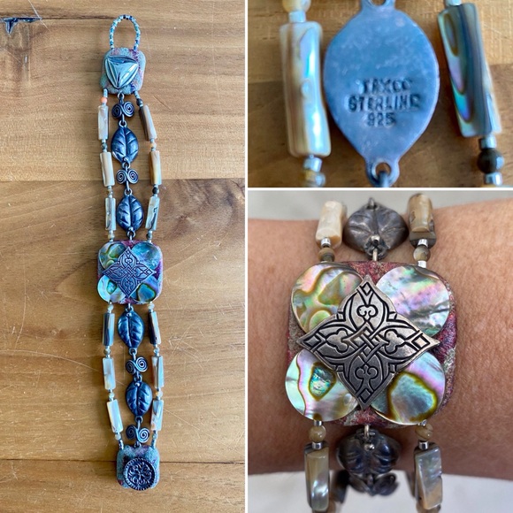 Beautiful Vintage Taxco Sterling 925 and Abalone Bracelet - Picture 1 of 15